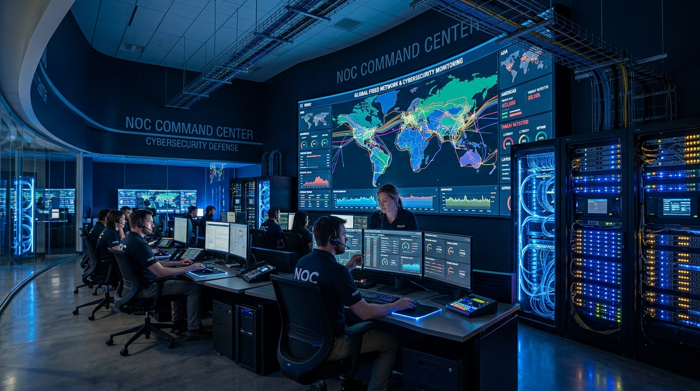 Ambalanet telecom engineers monitoring optical fiber infrastructure